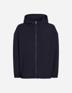 Hooded woolen jacket with tag