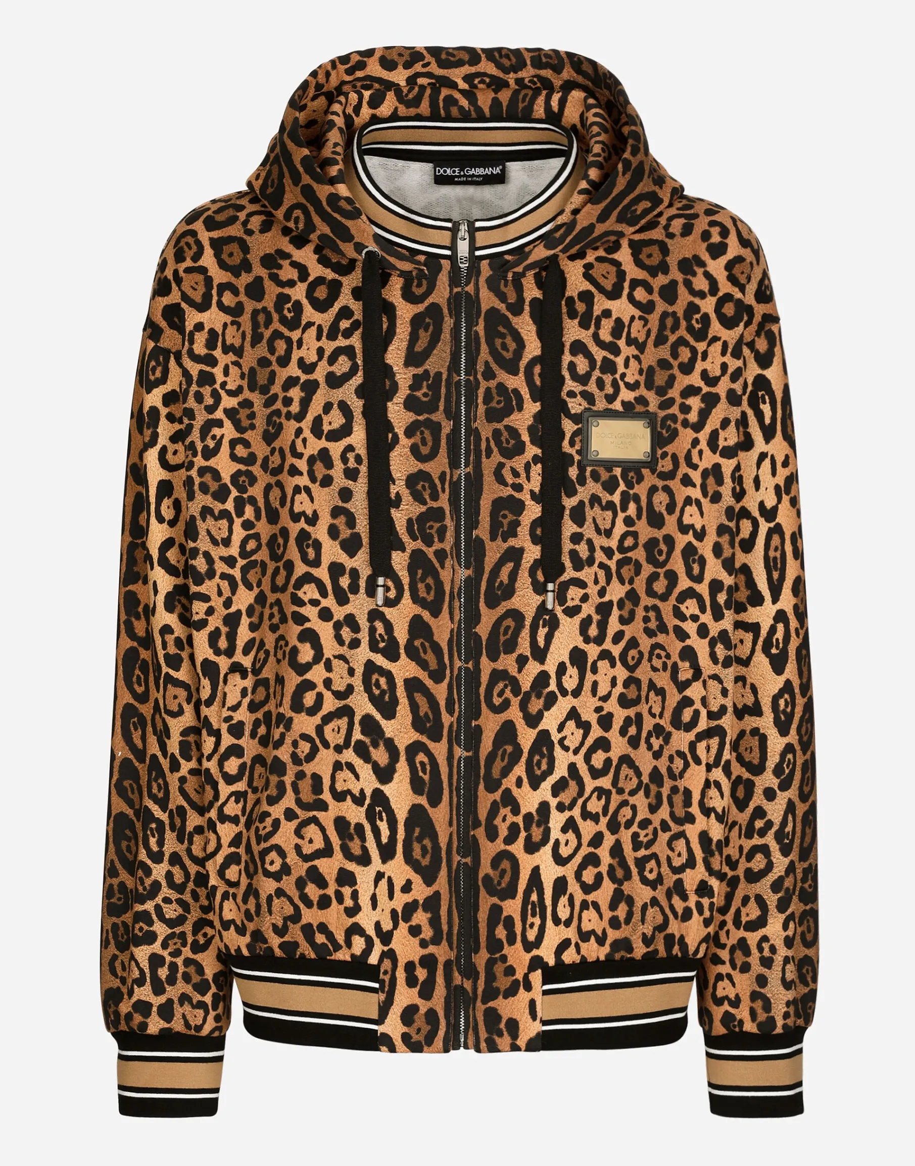 Hoodie with leopard-print Crespo and tag