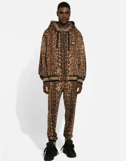 Hoodie with leopard-print Crespo and tag