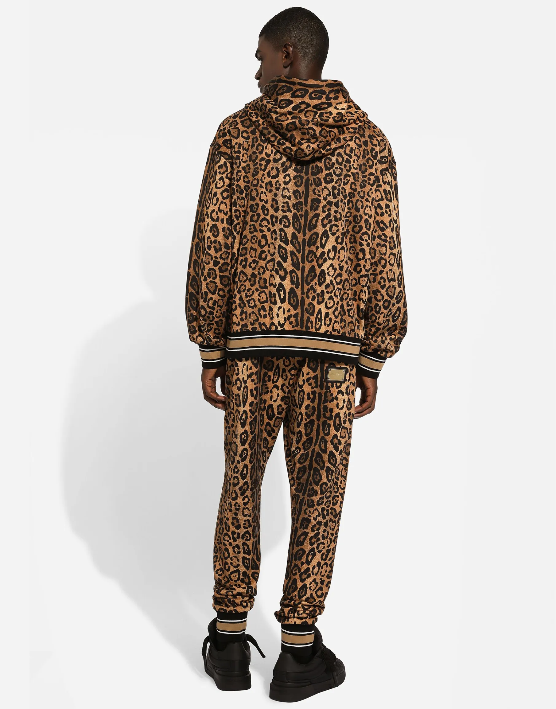 Hoodie with leopard-print Crespo and tag