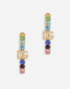 Hoop earrings with DG logo and colorful rhinestones