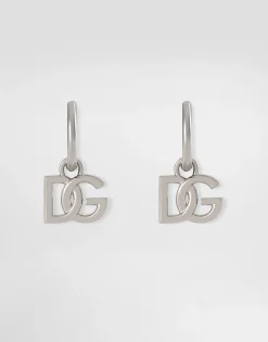 Hoop earrings with DG logo pendants
