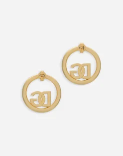 Hoop earrings with DG logo and rhinestones