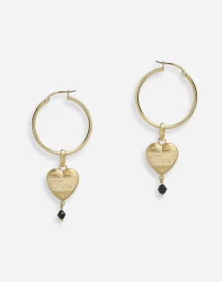 Hoop earrings with heart pendant