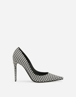 Houndstooth fabric pumps