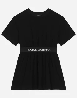 Interlock dress with branded elastic