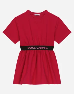 Interlock dress with branded elastic