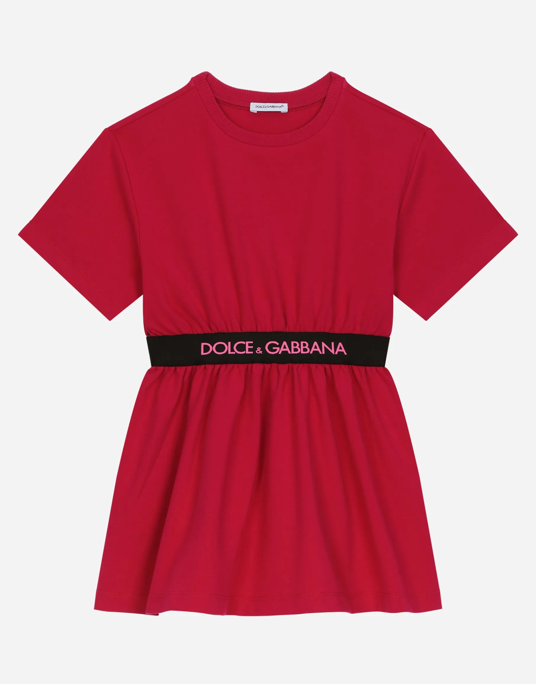 Interlock dress with branded elastic
