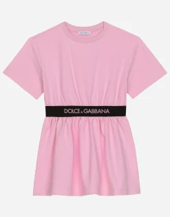 Interlock dress with branded elastic