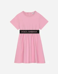 Interlock dress with branded elastic