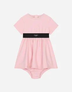 Interlock dress with branded elastic