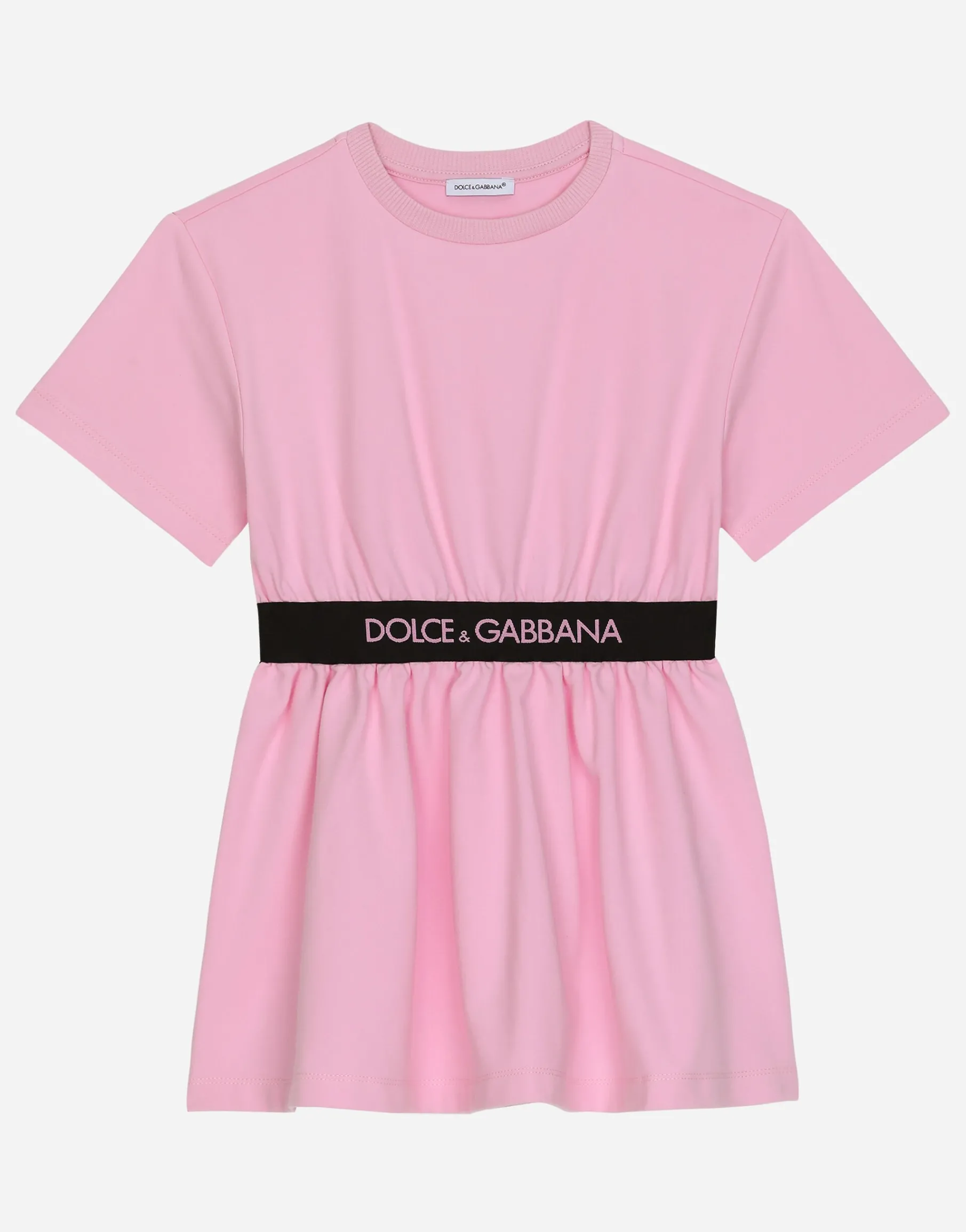 Interlock dress with branded elastic