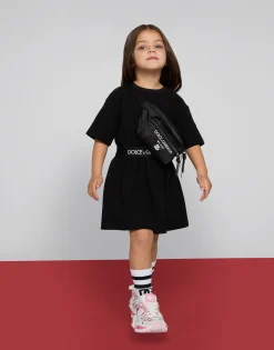 Interlock dress with branded elastic