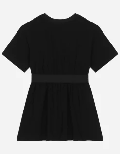 Interlock dress with branded elastic