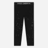 Interlock leggings with fusible rhinestones