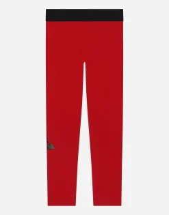 Interlock leggings with logo and rose print