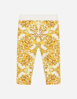 Interlock leggings with yellow majolica print