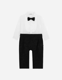 Jacquard and cotton tuxedo onesie