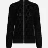 Jacquard jersey sweatshirt with all-over DG detail and zipper