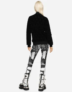 Jacquard jersey sweatshirt with all-over DG detail and zipper