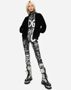 Jacquard jersey sweatshirt with all-over DG detail and zipper