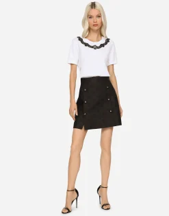Jacquard miniskirt with all-over DG logo