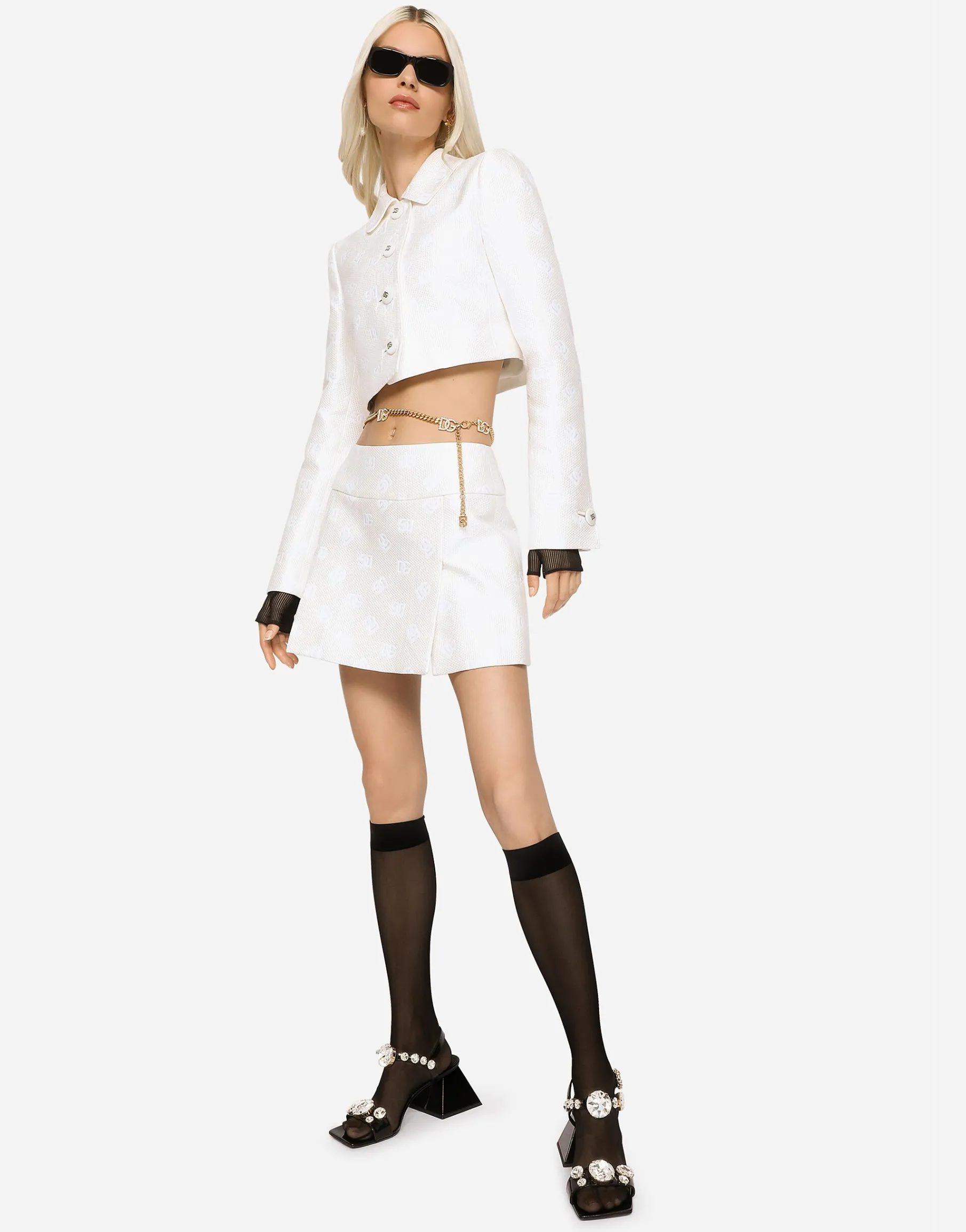 Jacquard miniskirt with all-over DG logo
