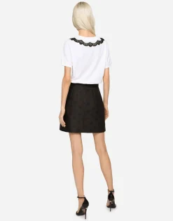 Jacquard miniskirt with all-over DG logo