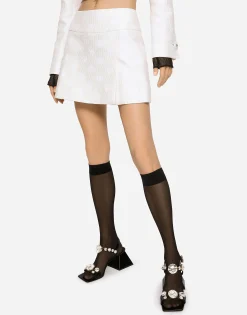 Jacquard miniskirt with all-over DG logo