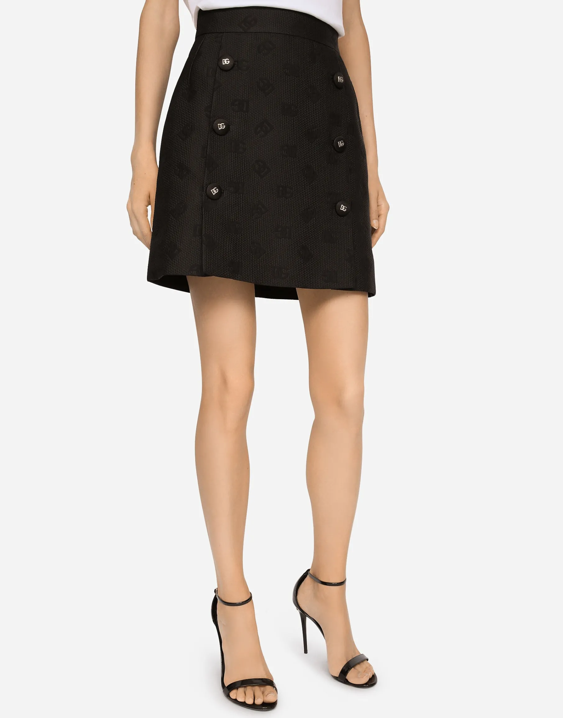 Jacquard miniskirt with all-over DG logo