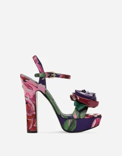 Jacquard platform sandals