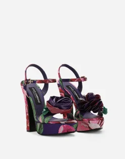 Jacquard platform sandals