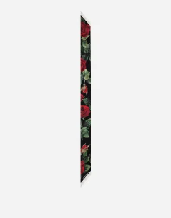 Jacquard twill headscarf with DG log and rose print (6x100)