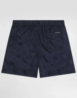 Jacquard-print fabric swim trunks with DG logo print
