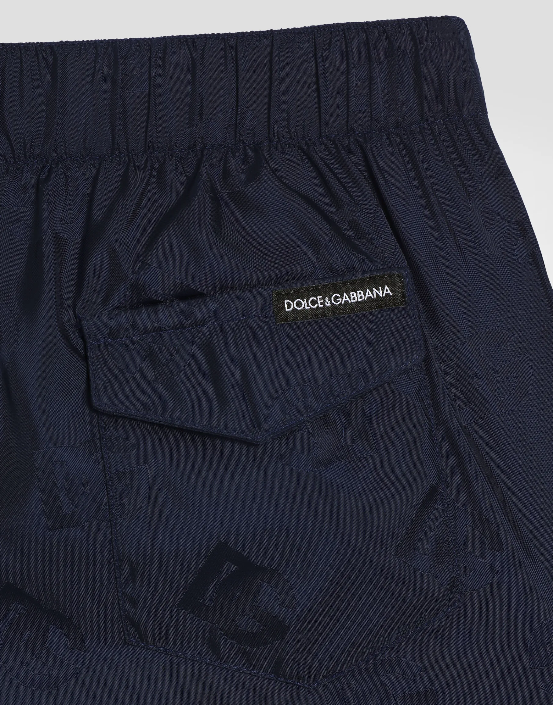 Jacquard-print fabric swim trunks with DG logo print