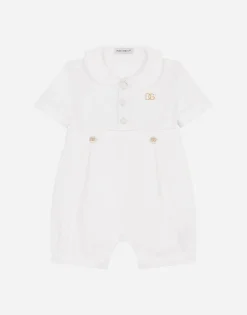 Jersey and piqué romper suit with DG embroidery