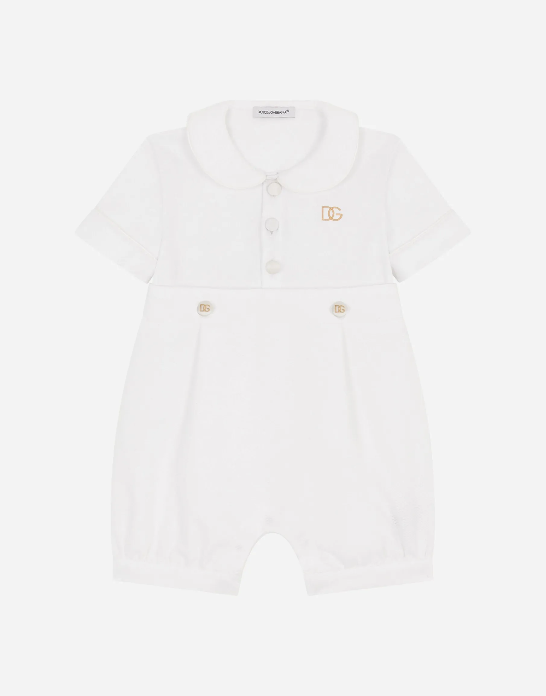 Jersey and piqué romper suit with DG embroidery