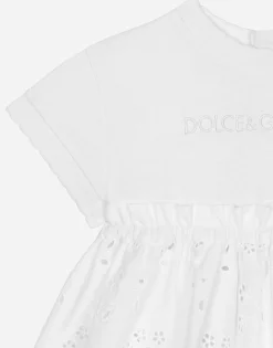 Jersey and poplin dress with Dolce&Gabbana logo