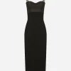 Jersey and satin calf-length dress