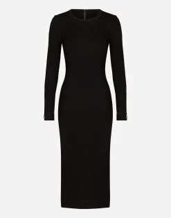 Jersey calf-length dress with DG logo details