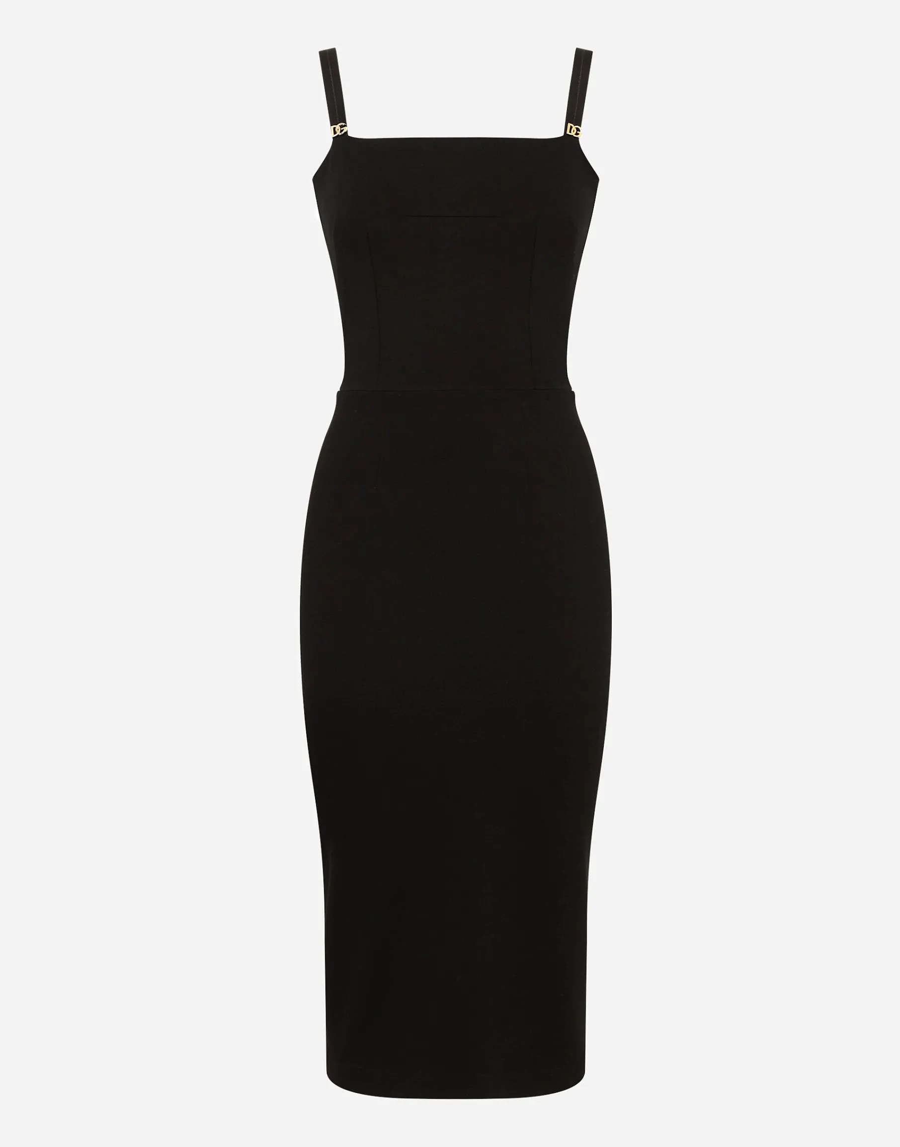 Jersey calf-length dress with DG embellishment