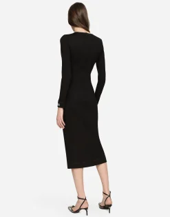 Jersey calf-length dress with DG logo details