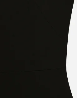Jersey calf-length dress with tulle sleeves