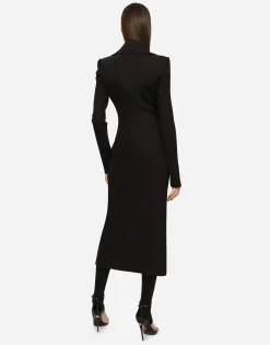 Jersey coat dress with laces and eyelets