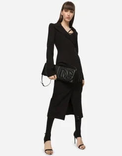 Jersey coat dress with laces and eyelets