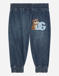 Jersey denim jogging pants with DG logo