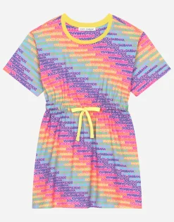Jersey dress with all-over logo print
