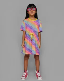 Jersey dress with all-over logo print