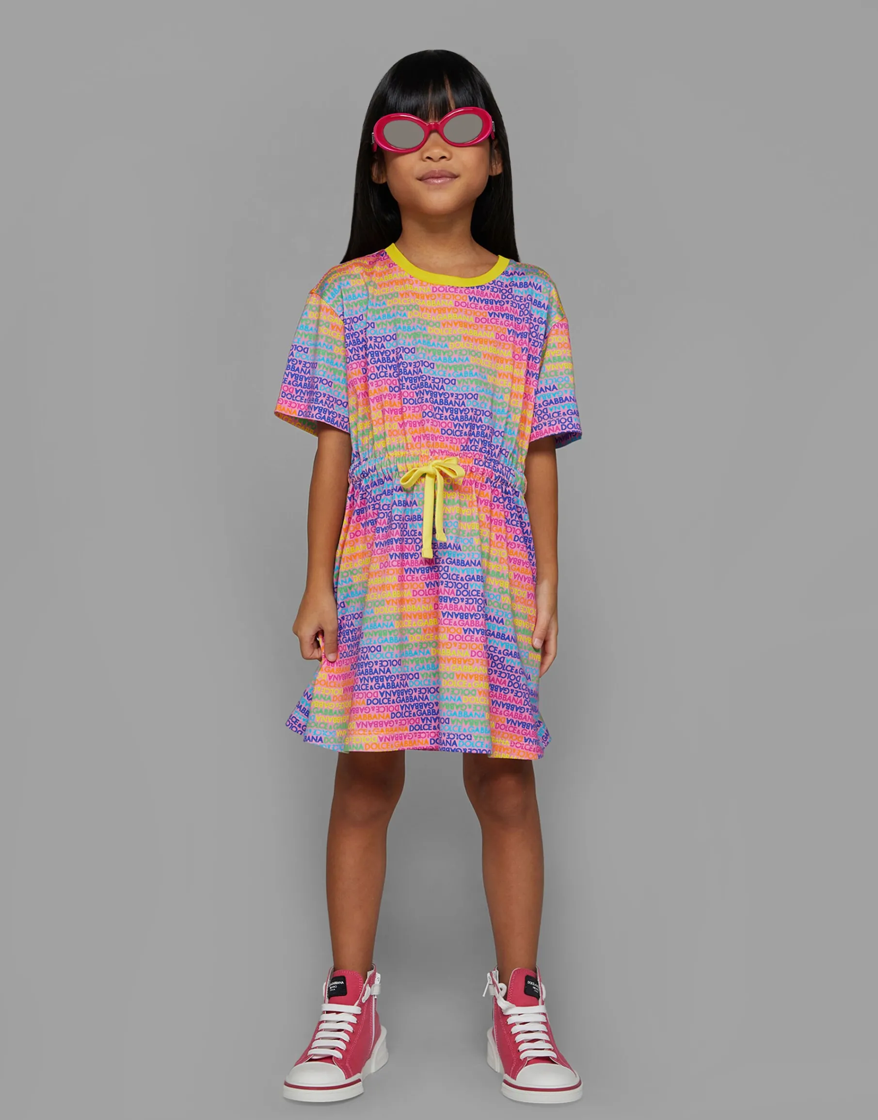 Jersey dress with all-over logo print