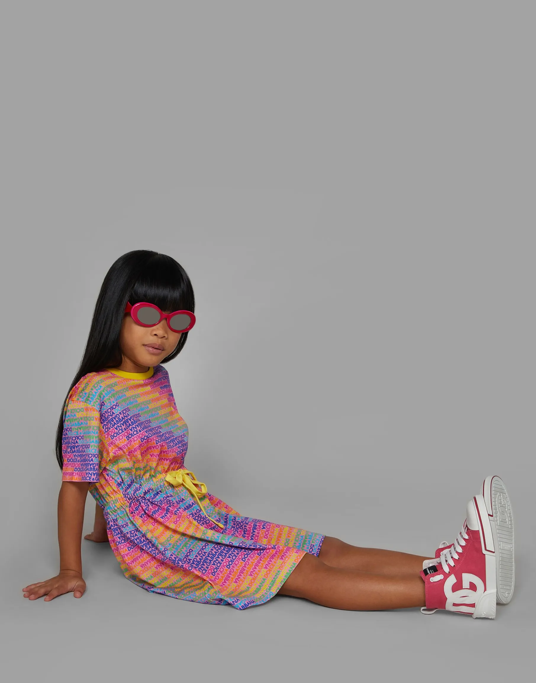 Jersey dress with all-over logo print